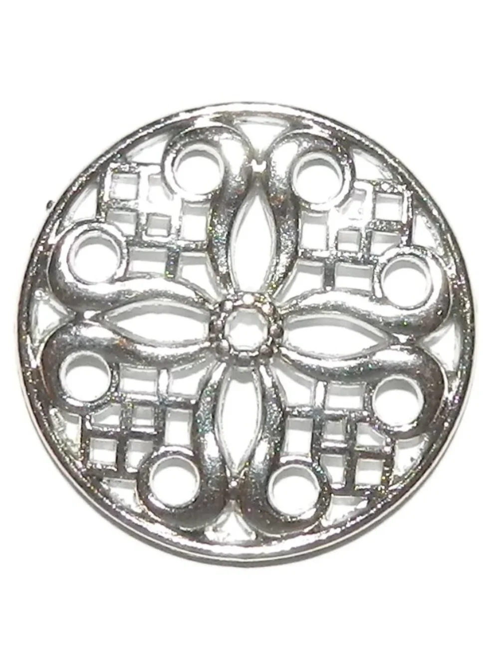 M7115 Antiqued Silver 24mm Ornate Round Link Metal Jewelry Component 10pc